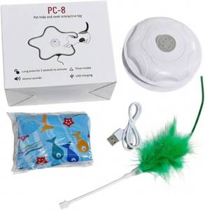 lot 7728 image: Auto Hide-and-Seek Feather Toy for Cats & Dogs (Blue, 2-Pack)