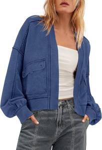 lot 7740 image: Nirovien Womens Sweatshirt Cardigan Drop Shoulder Crop Jackets Large