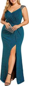 lot 7755 image: Ever-Pretty Glitter V-Neck Sleeveless Formal Dress High Split Prom L