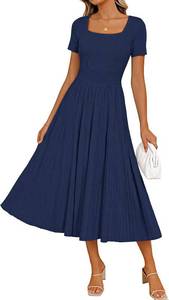lot 7757 image: ZESICA Womens Elegant Pleated Wedding Guest Midi Sweater Dress M