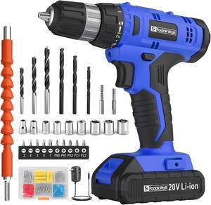 lot 7760 image: FADAKWALT 20V Cordless Drill Set with Battery & Charger, 38 Chuck, LED
