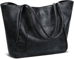 lot 7768 image: KKXIU Large Tote Bag for Women with Zipper, Leather Travel Purse