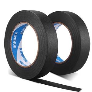 lot 7771 image: Black Painters Tape, 1 in x 60 yd x 2 Rolls(120 Yards Total)