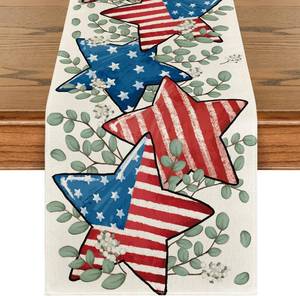 lot 7801 image: Artoid Mode American Flag Stars Eucalyptus Table Runner 13x72 In