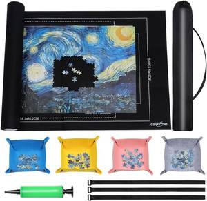 lot 7802 image: Puzzle Roll-Up Mat for 1500-Piece Puzzles with 4 Trays