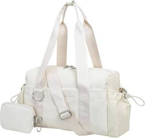 lot 7830 image: Everyday Mini Gym Bag for Women 2.0, Small Duffle with Removable Strap-Beige 
