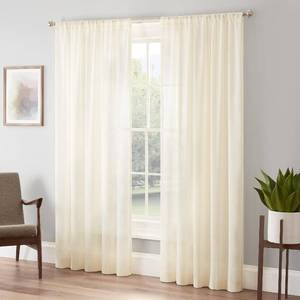 lot 7834 image: Eclipse Chelsea UV Light Filtering Window Sheer Curtain Panel Ivory 2 Pack