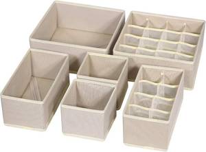 lot 7839 image: 6-Pack Foldable Drawer Organizer Dividers for Underwear &amp Bras  See Pictures for exact product 