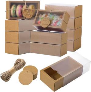 lot 7840 image: Roowest 50 Sets Gift Boxes Kraft with Tags, 6.3 x 3.5 x 2 Inch, Kraft Color