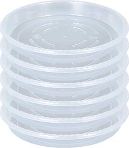 lot 7860 image: OVZILKI Plant Saucer 3 Pack, 12-Inch Clear Plastic Drip Trays for Planters
