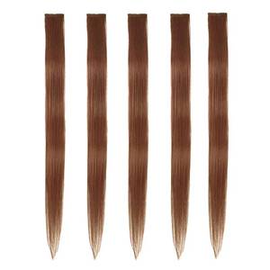 lot 7865 image: 5pcs Auburn Copper Brown Clip-in Hair Extensions 100% Human Hair 18-Inch