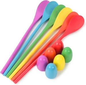 lot 7868 image: LovesTown 12 PCS Egg Spoon Race Game Sets, Wooden Balance Relay Kids Games