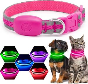 lot 7871 image: Flashseen LED Dog Collar, Light Up Dog Collar USB Rechargeable, Pink, XS