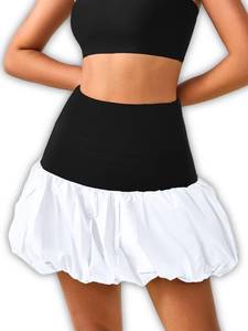 lot 7876 image: Kirundo High-Waisted Bubble Skirt with Babydoll Tops, Mini Ruffle Skirts XXL