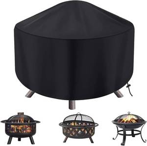 lot 7879 image: Round Fire Pit Cover for 22-34 Inch Firepit, Heavy-Duty Outdoor Patio Cover