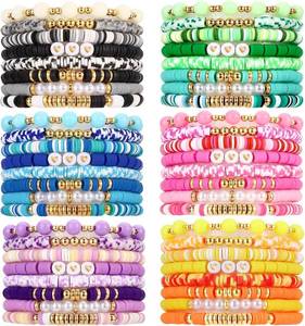 lot 7885 image: Draupnir Friendship Bracelets Heishi Clay Bead Stackable Boho Jewelry