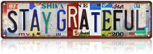 lot 7891 image: Vintage Stay Grateful Wall Decor Street Signs Metal Tin Signs