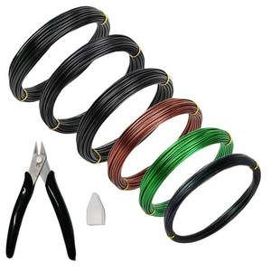 lot 7894 image: 6 Roll Bonsai Training Wire Kit with Cutter, 160ft Anodized Aluminum 4Sizes