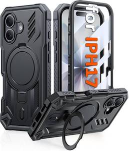 lot 7900 image: FNTCASE for iPhone 17 Case with Magnetic Kickstand Black