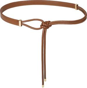 lot 7905 image: Womens Knotted Thin Waist Belt PU Leather Skinny Belts - One Size