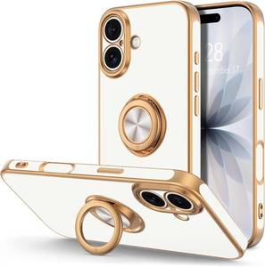 lot 7924 image: Hython iPhone 17 Case with Ring Stand, 360  Ring Holder, Rose Gold Edge