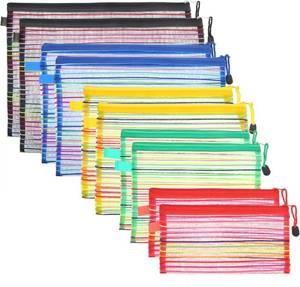 lot 7928 image: HESTYA 10 Pcs Mesh Zipper Pouch 5 Sizes 5 Colors Travel Storage Bags Bulk