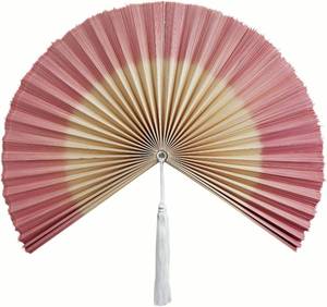 lot 7936 image: Bamboo Wall Fan Decor Large Hand Woven Boho Folding Fan with Tassel