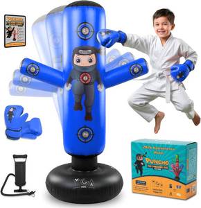 lot 7943 image: PUNCHO Punching Bag for Kids 3-12 with Boxing Gloves, Pump