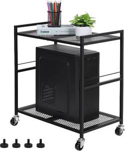 lot 7944 image: Computer Tower Stand, 2 Tier PC Tower Stand Metal, White