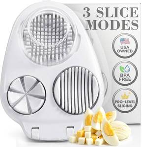 lot 7950 image: Egg Slicer for Hard Boiled Eggs - 3 Slice Modes Egg Cutter, Dicer, Chopper