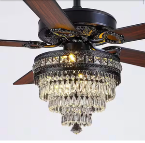 lot 17 image: 52-in Black LED Ceiling Fan With Light and Remote Control Included - Retail $299