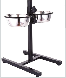 lot 20 image: Elevated Pet Feeder Double Bowl Stand 16.5 in Height Adjustable - Retail $0