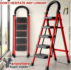 lot 22 image: Red Folding Step Ladder 5-Step 150cm59 Inch Height - Retail $0