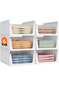 lot 35 image: 6 Pack Stackable Storage Baskets with Sliding Design 40.2in Height - Retail $40