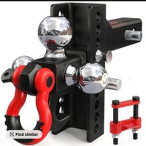 lot 37 image: TYT Adjustable Heavy-Duty Trailer Hitch Tri-Ball Mount Tools with Locks, Pin & Rotatable Tow Shackle, Anti-Theft Locking System,2-In Receiver Fit, 4.5-In RiseDrop, 1.875-In, 2-In & 2.3125-InBalls, 10000LBS GTW for Heavy Duty Trucks RV ATV - Retail $199