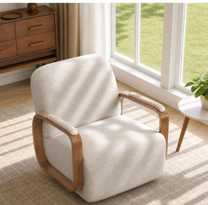 lot 39 image: Couchus Swivel Accent Chair 360° Rotating Beige Chenille Fabric Armchair Set of 1 - Retail $399