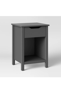lot 51 image: Gray Nightstand with Drawer and Open Shelf - Retail $100