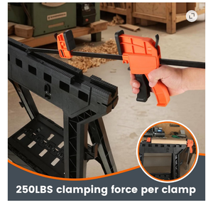 lot 61 image: ZYJOYY Clamping Sawhorses 1000 LBS Capacity 2 Quick Clamps 250LBS - Retail $100