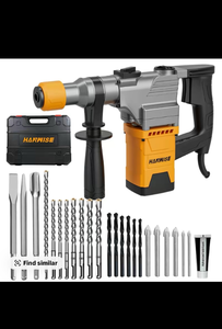 lot 62 image: HANWISE 1200W SDS-Plus Rotary Hammer Drill with Electric HammerDrillPickaxe, 7.4J Impact Energy, 850RPM, Anti-Vibration & 360° Rotatable Handle, Heavy Duty Concrete Masonry Drilling & Chiseling Tool - Retail $75