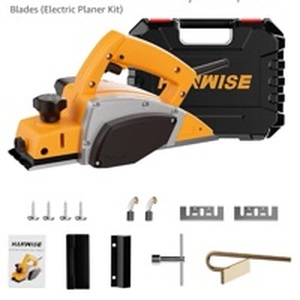 lot 63 image: HANWISE 500W Electric Hand Planer 16500RPM Adjustable Depth Dual Blades Kit - Retail $60