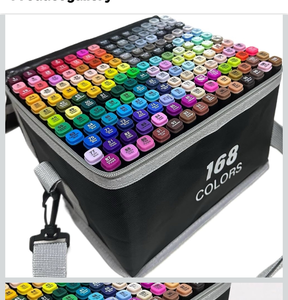 lot 64 image: SGTIOS 168-Color Dual-Tip Markers Set with Shoulder Bag - Retail $40