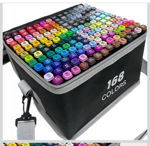 lot 65 image: SGTIOS 168-Color Dual-Tip Markers Set with Shoulder Bag - Retail $40