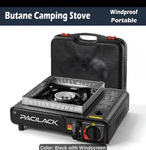 lot 66 image: Portable Butane Camping Stove with Carrying Case & Windshield - Heavy-Duty Outdoor, UltraFast Ignition, Compact Lightweight Suitable for Camping, Tailgating, Backpacking, Emergency Survival - Butane Fuel - Retail $35