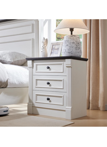 lot 68 image: Bedroom Nightstand 3-Drawer 23.6 x 15.5 x 26 with Power Outlets USB Ports - Retail $160