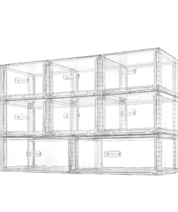 lot 74 image: Vtopmart 8 Pack Large & Medium Stackable Storage Drawers SetEasy Assembly Clear Plastic Storage Cabinet, Durable Dresser for Closet, Bedroom, Entryway, Playroom & Apartment Organization - Retail $112
