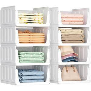 lot 76 image: Lifewit 8 Pack Stackable Closet Storage Organizers for Clothes 14 Depth - Retail $46