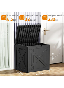 lot 80 image: 32 Gallon Deck Box Lockable Resin Outdoor Storage Container - Retail $60
