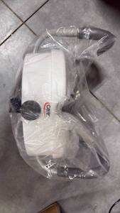 lot 113 image: Toilet Seat with Cover and Black Hinges - Retail $0