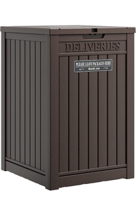lot 117 image: Outdoor Package Delivery Box 19.7 x 21.5 Lockable Lid - Retail $70