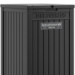 lot 118 image: Package Delivery Box for Outside, BlackSecure Lockable, Waterproof, Resin, for Porch & Garden - Retail $75
